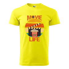 ZSONA DEKOR Póló Movie is my life mintával - Sárga L méretben egyedi ajándék