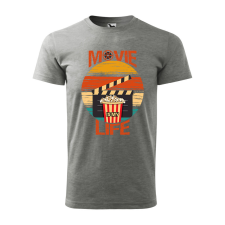 ZSONA DEKOR Póló Movie is my life mintával - Szürke L méretben egyedi ajándék
