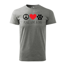ZSONA DEKOR Póló Peace love and dog mintával - Szürke L méretben egyedi ajándék
