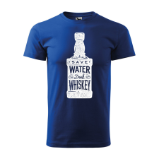 ZSONA DEKOR Póló Save water drink whiskey mintával - Kék XXXL méretben egyedi ajándék