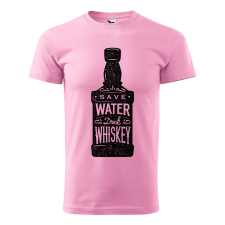 ZSONA DEKOR Póló Save water drink whiskey mintával - Rózsaszín M méretben egyedi ajándék