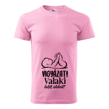 ZSONA DEKOR Póló Vigyázat! Valaki lakik idebent! mintával - Rózsaszín M méretben egyedi ajándék