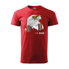 ZSONA DEKOR Póló Zenét hallgató sas mintával - Piros S méretben egyedi ajándék