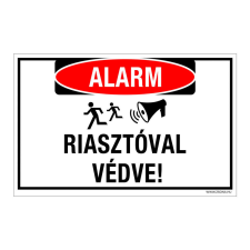 ZSONA DEKOR Riasztóval védve! Öntapadós matrica 160x100 mm információs címke