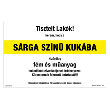 ZSONA DEKOR Szelektív hulladékgyűjtő fém és műanyag Műanyag tábla 160x100 mm információs címke