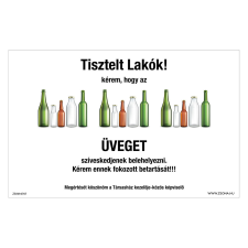 ZSONA DEKOR Szelektív hulladékgyűjtő üveg Műanyag tábla 160x100 mm információs címke