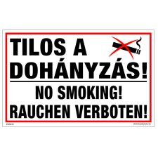ZSONA DEKOR Tilos a dohányzás! Műanyag tábla 160x250 mm információs címke