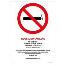 ZSONA DEKOR Tilos a dohányzás! Műanyag tábla 210x297 mm információs címke