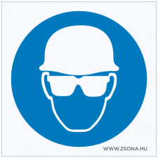 ZSONA DEKOR Védősisak és védőszemüveg használata kötelező! Öntapadós matrica 200x200 mm információs címke