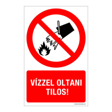 ZSONA DEKOR Vízzel oltani tilos! Öntapadós matrica 160x100 mm információs címke