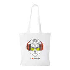 ZSONA DEKOR Zenét hallgató farkas - Bevásárló táska fehér kézitáska és bőrönd