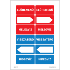 Zsona Fűtés szerelvény matrica csomag 8x4 cm Öntapadós matrica 320x500 mm információs címke