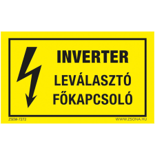 Zsona Inverter leválasztó főkapcsoló Öntapadós matrica 160x100 mm információs címke