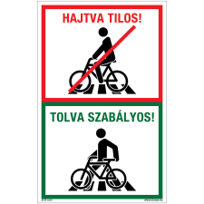 Zsona Kerékpárral szabályosan gyalogátkelőhelyen Öntapadós matrica 160x250 mm információs címke