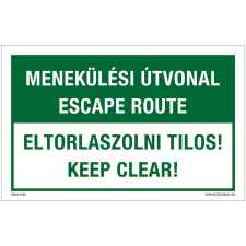 Zsona Menekülési útvonal, eltorlaszolni tilos Műanyag tábla 160x100 mm információs címke