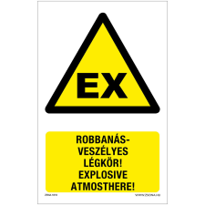 Zsona Robbanásveszélyes légkör Műanyag tábla 320x500 mm információs címke