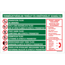 Zsona Természetvédelmi terület és erdőterület szabályai Műanyag tábla 160x100 mm információs címke