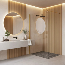  Zuhanyfal Rea Flexi Transparent / Brush Gold 120 kád, zuhanykabin