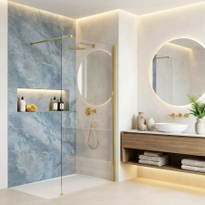  Zuhanyfal Rea Flexi Transparent / Gold 80 kád, zuhanykabin
