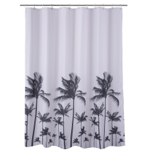 ZUHANYFÜGGÖNY, IMPREGNÁLT TEXTIL, VASALHATÓ, MOSHATÓ, PALM TREE MINTÁZATÚ, MŰANYAG KARIKÁKKAL, 180*200CM lakástextília