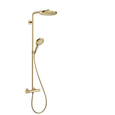 Zuhanyrendszer Hansgrohe Raindance-Select termosztatikus csapteleppel fényezett arany megjelenés 27633990 csaptelep