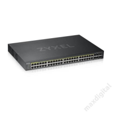 ZyXEL Switch 48x Gigabit POE + 4x Gigabit Combo hybird mode, standalone vagy NebulaFlexSmart Menedzselhető (375W) hub és switch